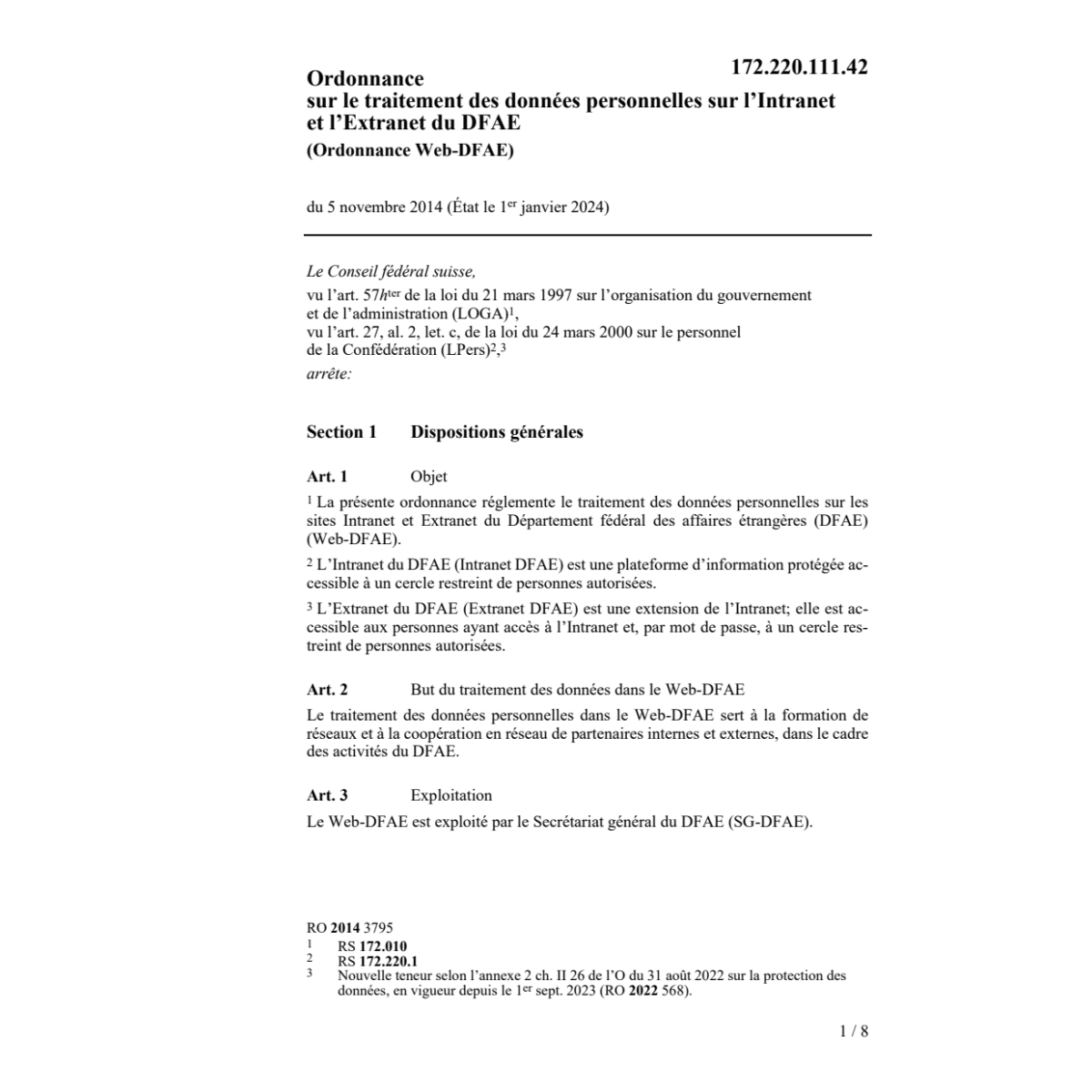 Ordonnance Web-DFAE