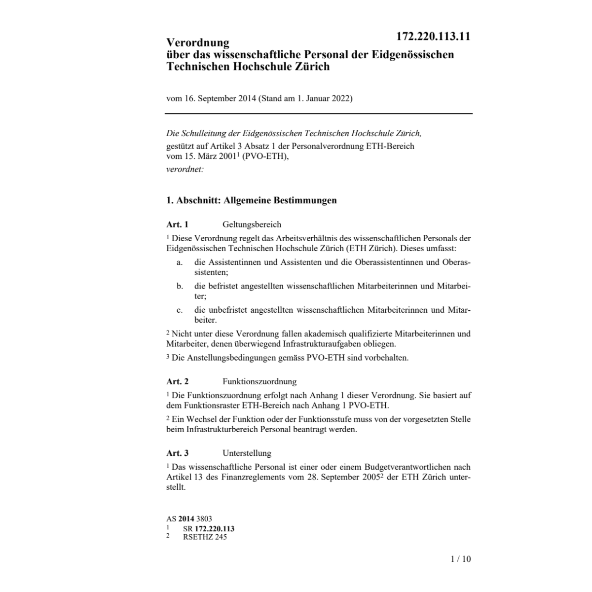 V wissenschaftliches Personal ETH Zürich
