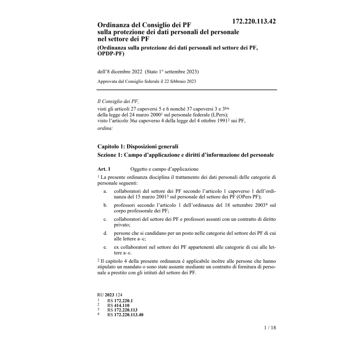 O Cons. PF protezione dati personali