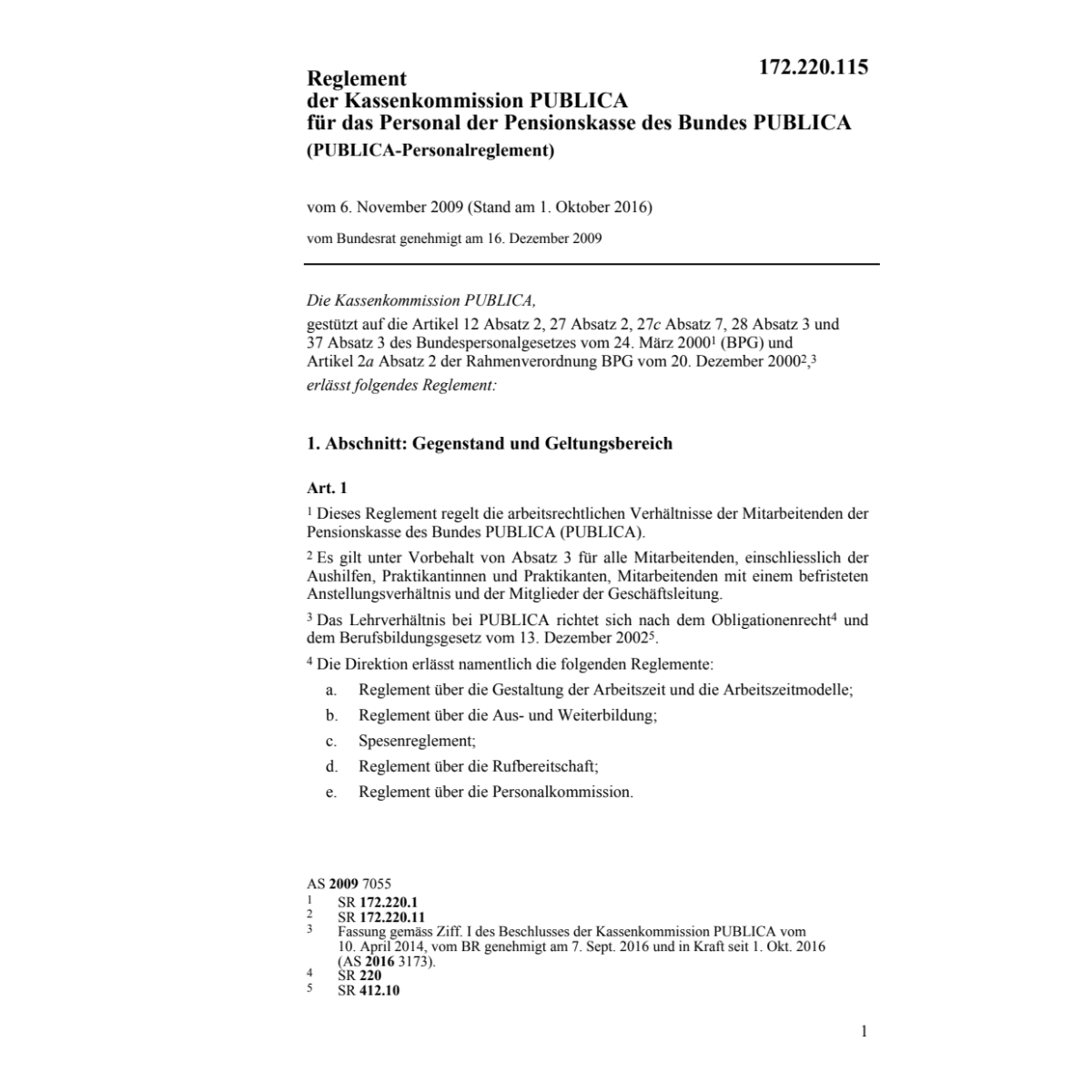 PUBLICA-Personalreglement