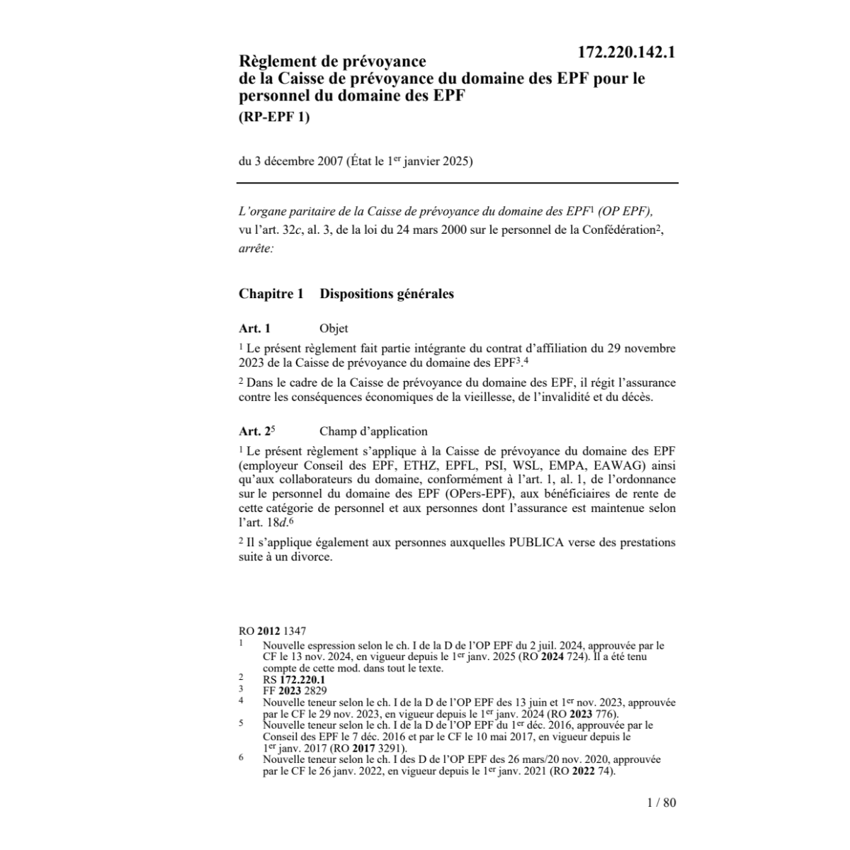 R prévoyance RP-EPF 1