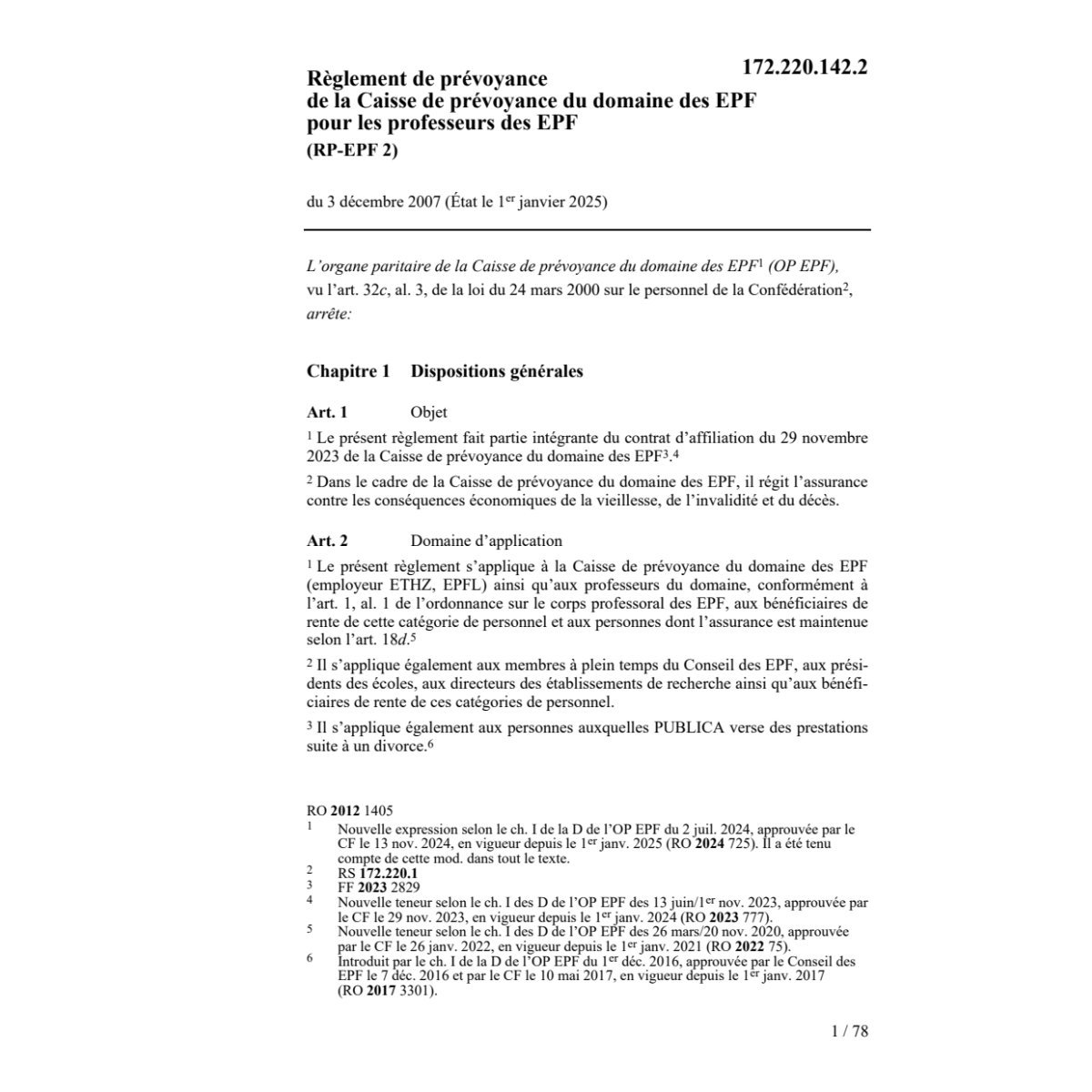 R prévoyance RP-EPF 2