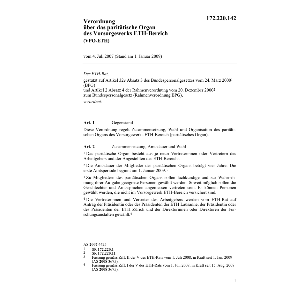 V Vorsorgewerks ETH-Bereichs VPO-ETH
