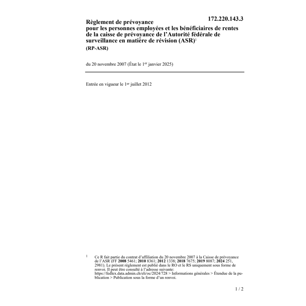 R prévoyance ASR RP-ASR