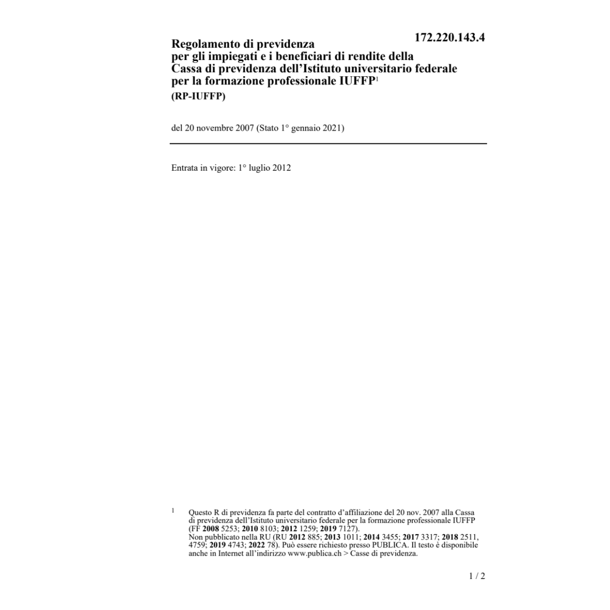 R previdenza ASR IUFFP RP-IUFFP