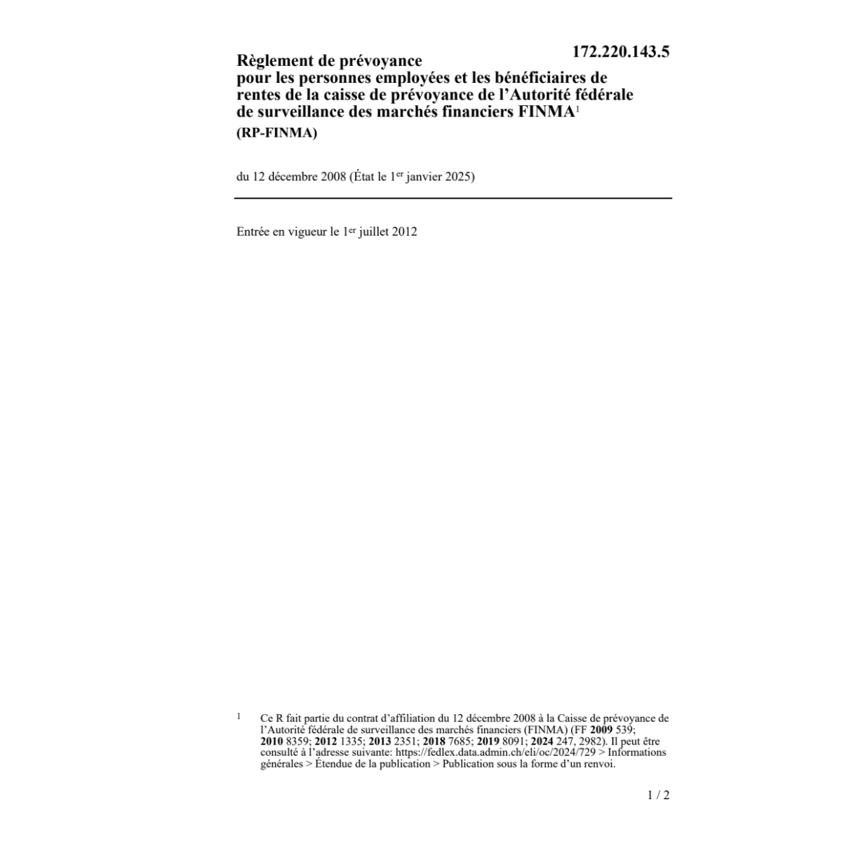 R prévoyance FINMA RP-FINMA