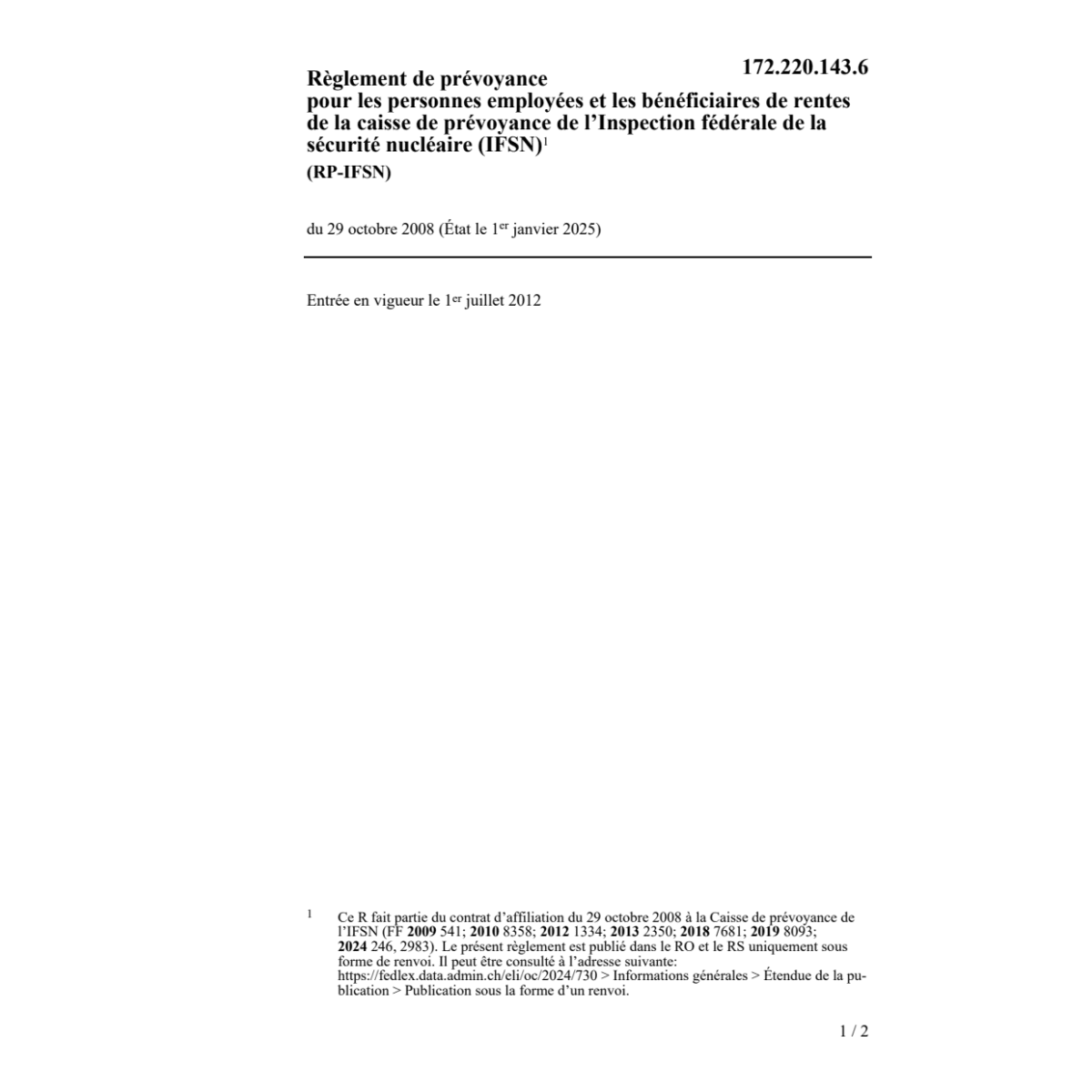 R prévoyance IFSN RP-IFSN