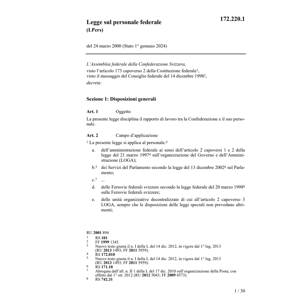 LF sul personale federale LPers