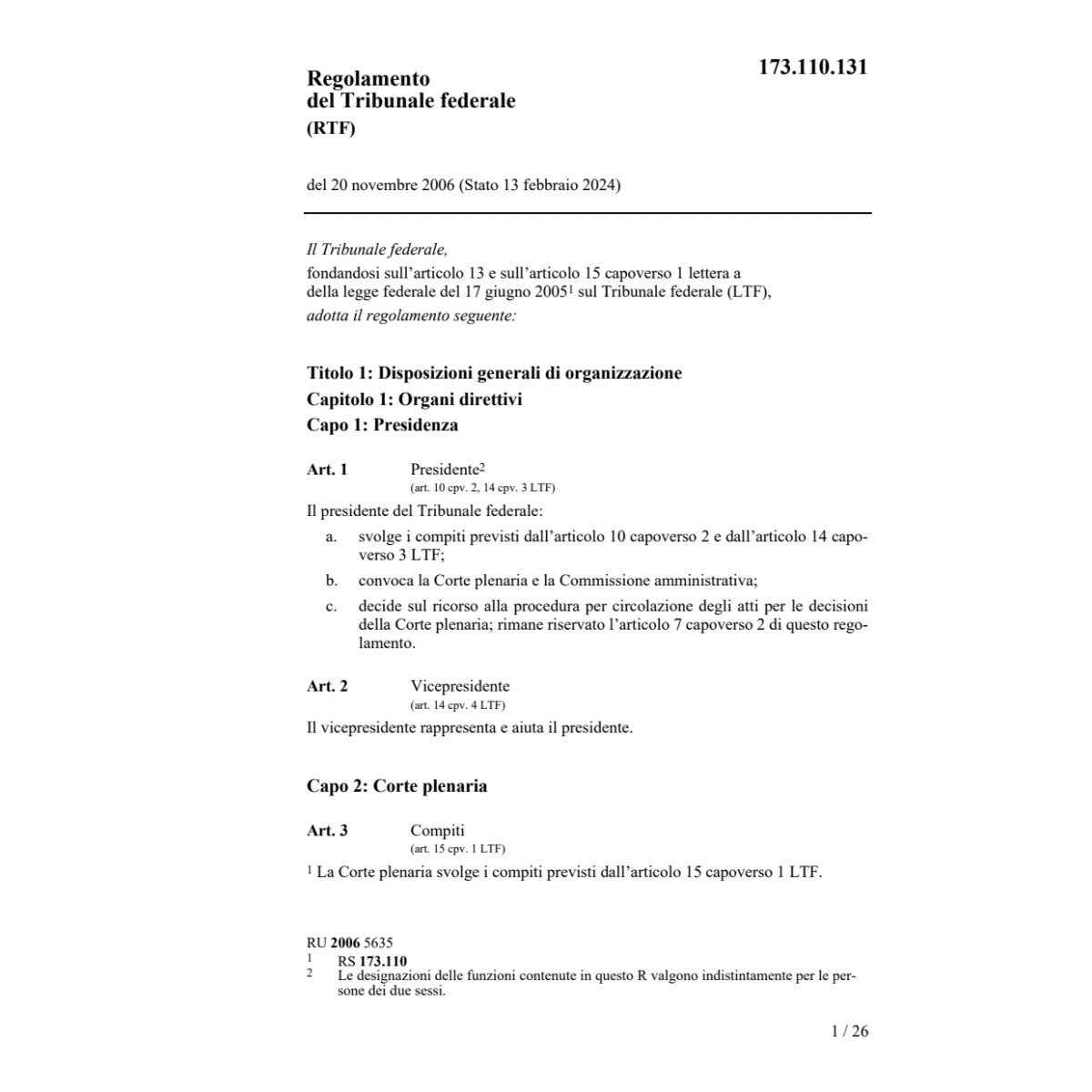 R Tribunale federale RTF