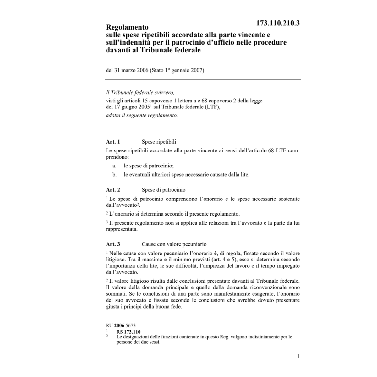 R spese ripetibili Tribunale federale