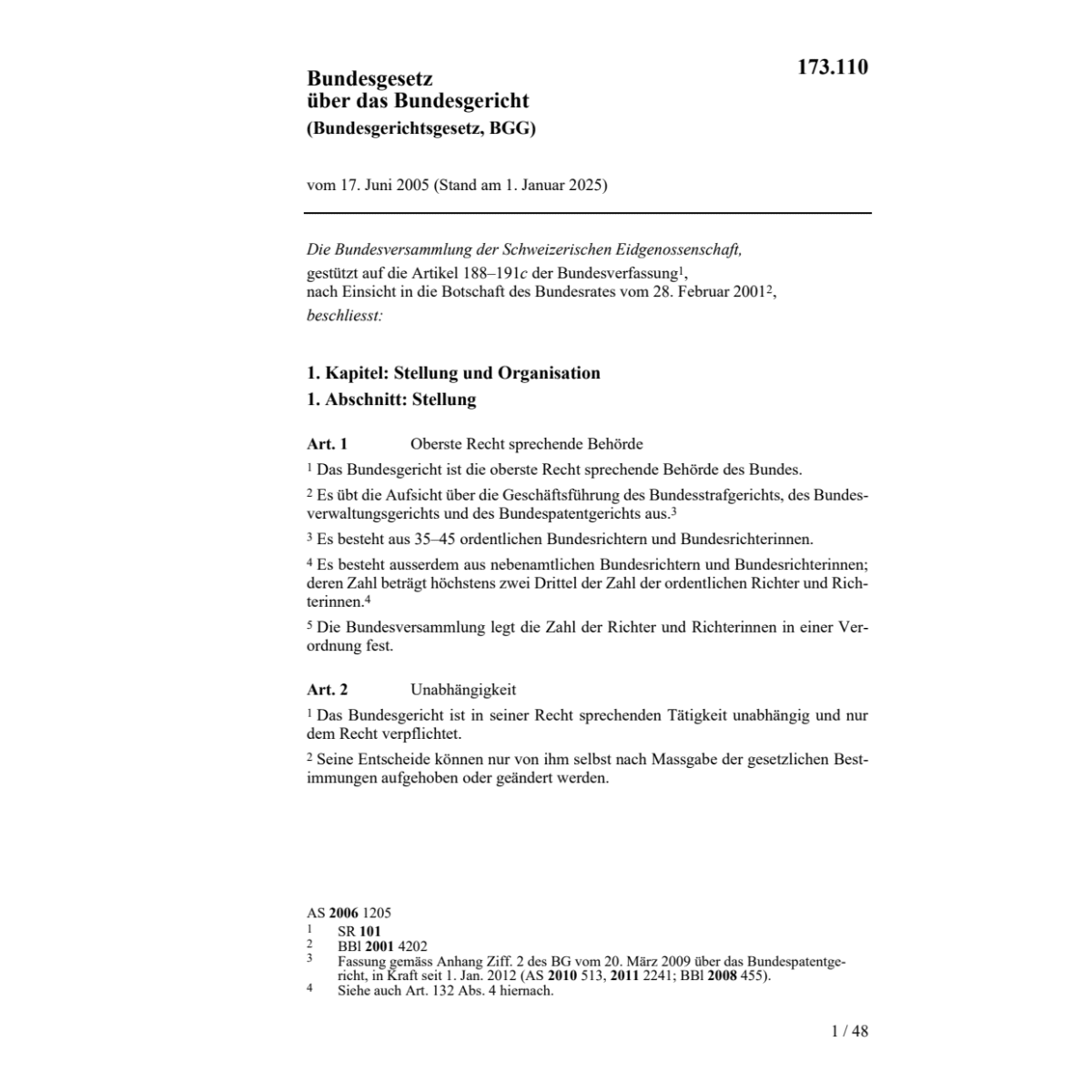 Bundesgerichtsgesetz, BGG