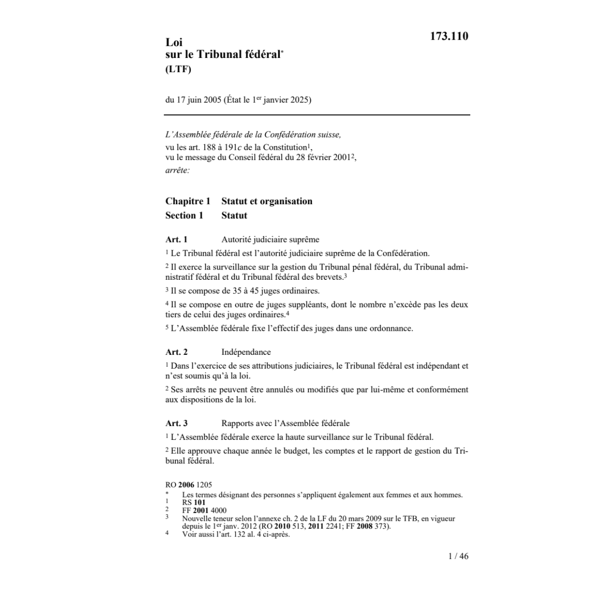 Loi sur le Tribunal fédéral LTF