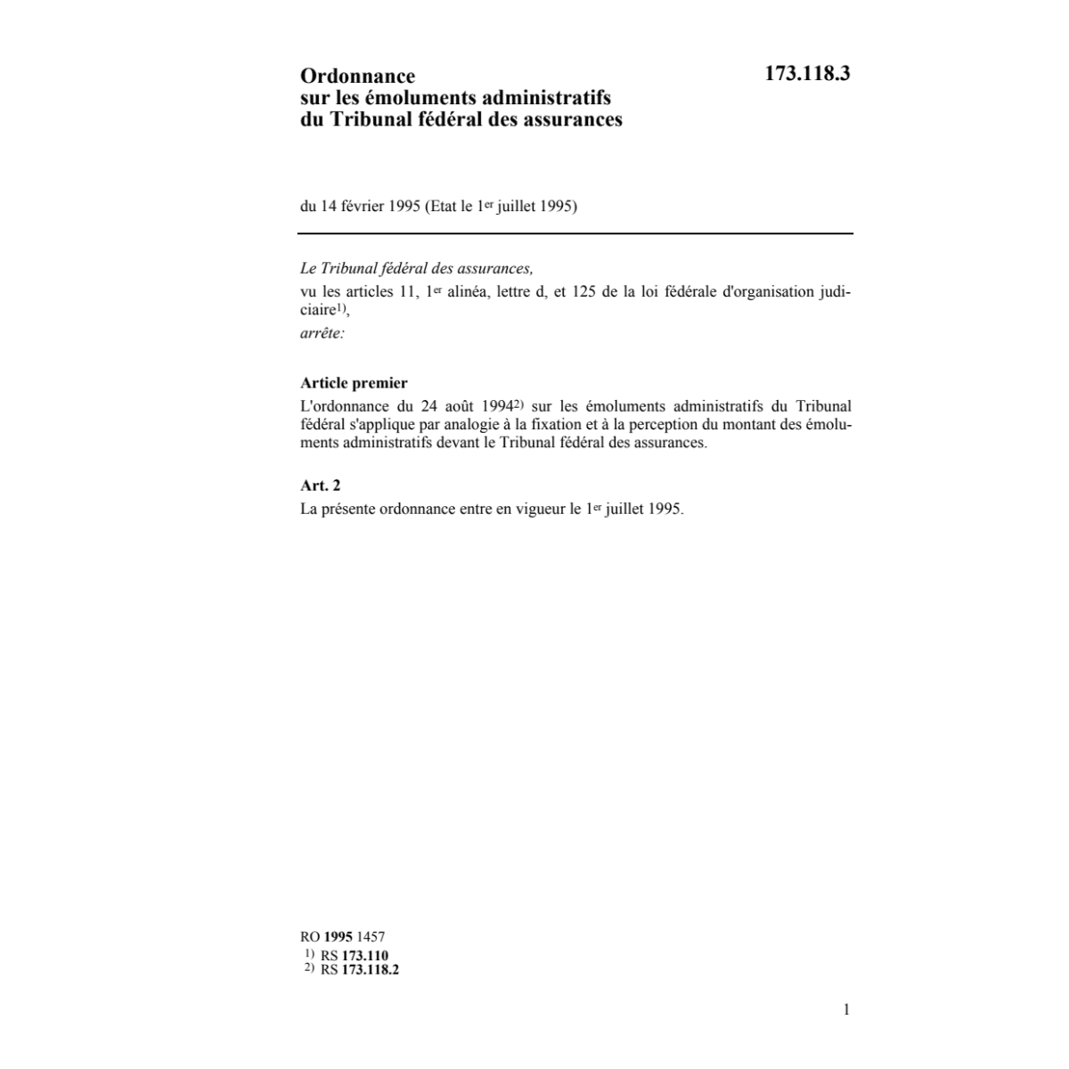 O Emoluments Tribunal fédéral assurances