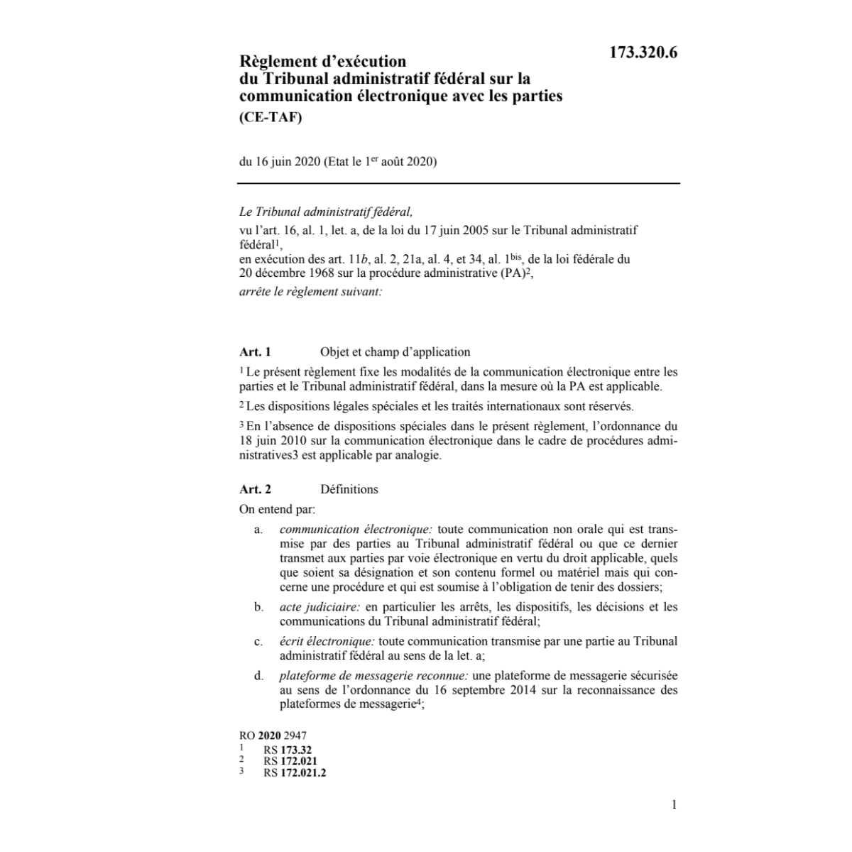 R exécution 16.6.2020 CE-TAF