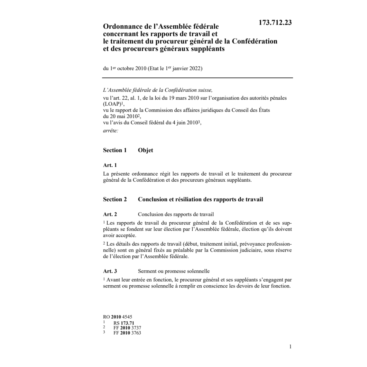 O traitement procureur général