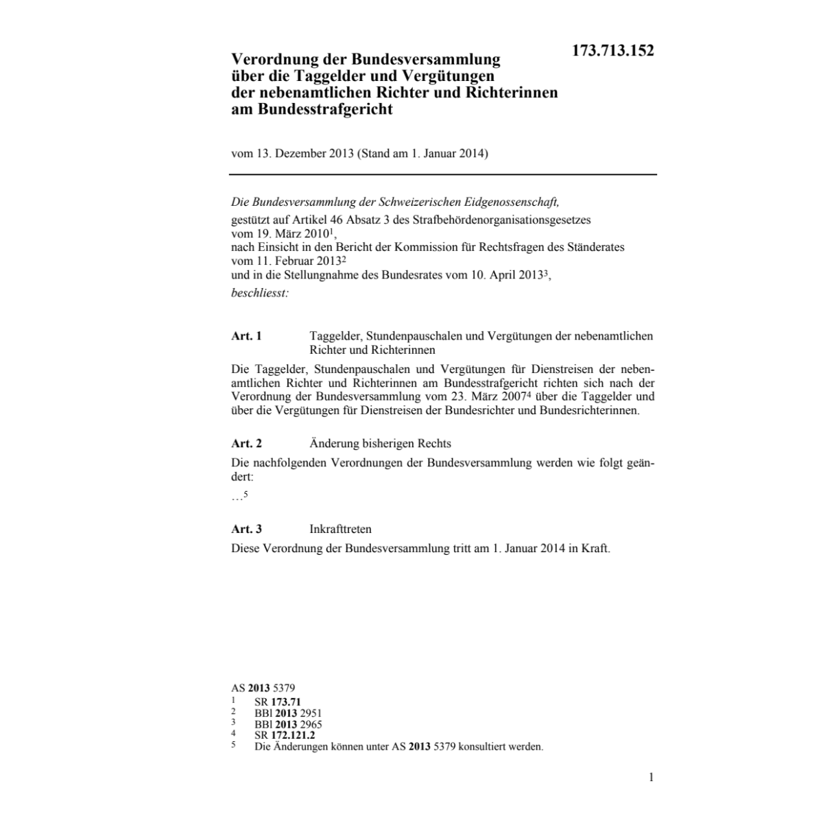 V Taggelder Richter Bundesstrafgericht