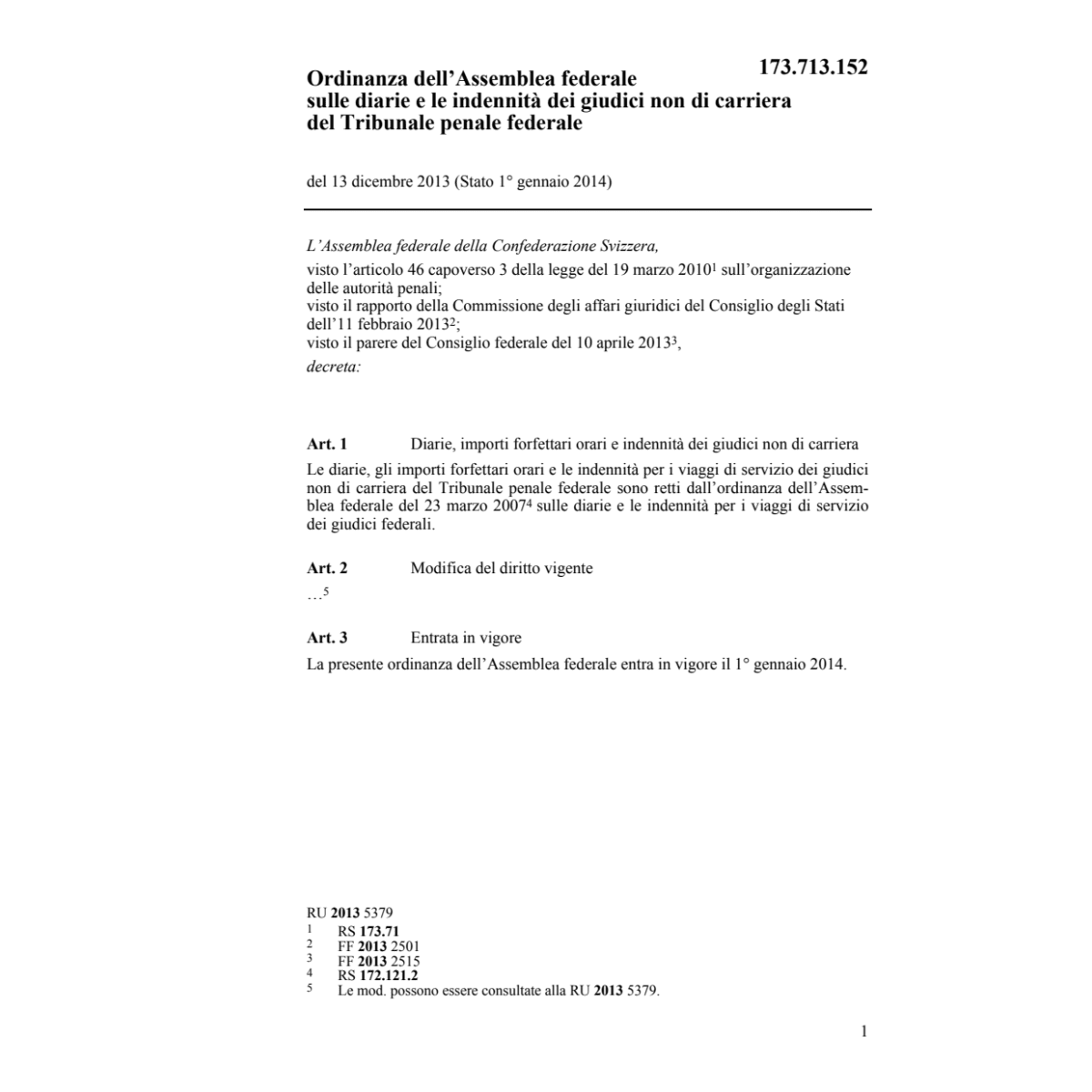O indennità giudici Tribunale penale