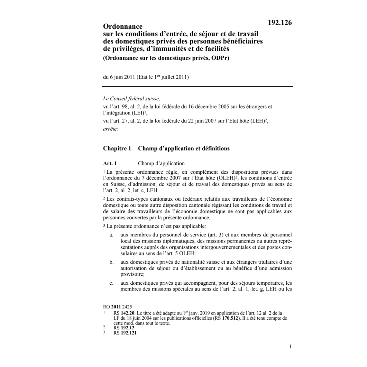 O domestiques privés, ODPr
