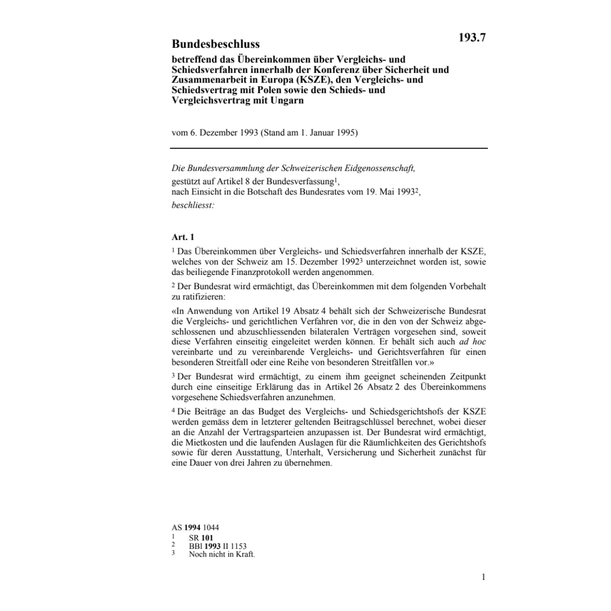 BB Vergleichs- und Schiedsverfahren KSZE