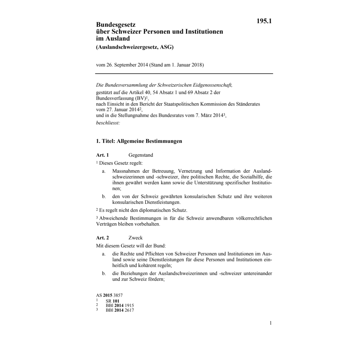 Auslandschweizergesetz, ASG