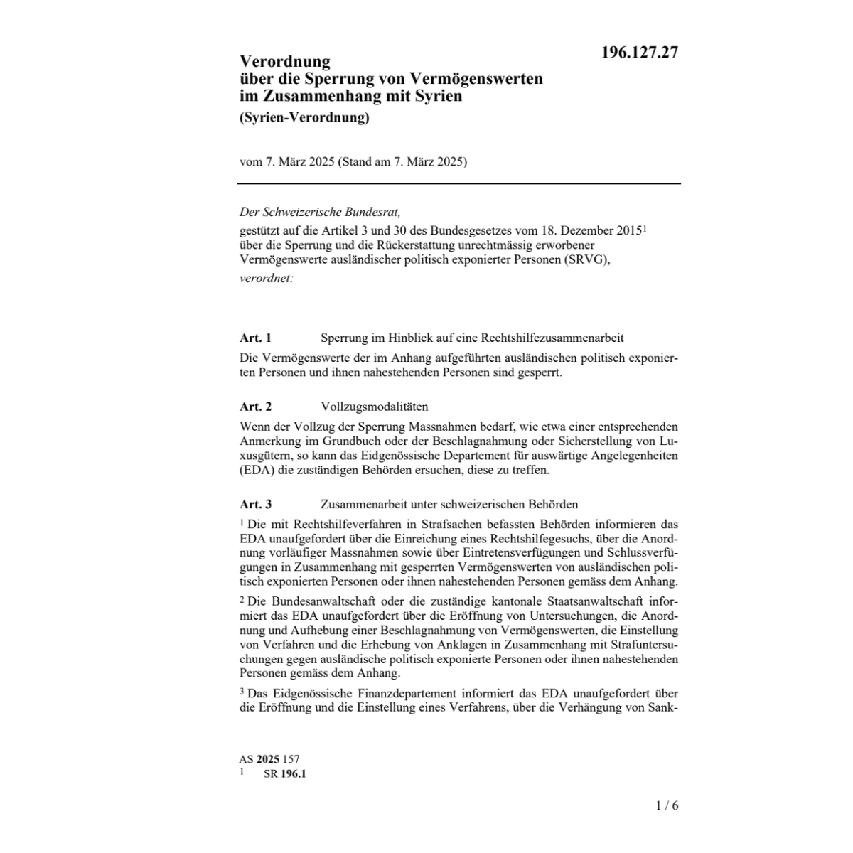 V Sperrung von Vermögenswerten Syrien