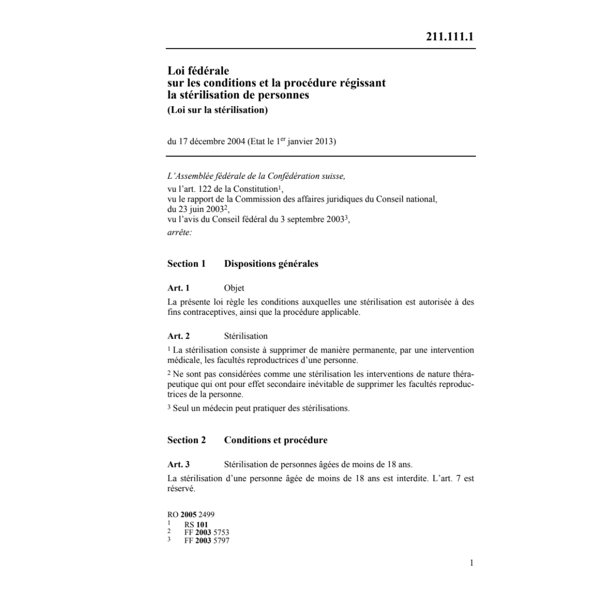 LF conditions stérilisation personnes