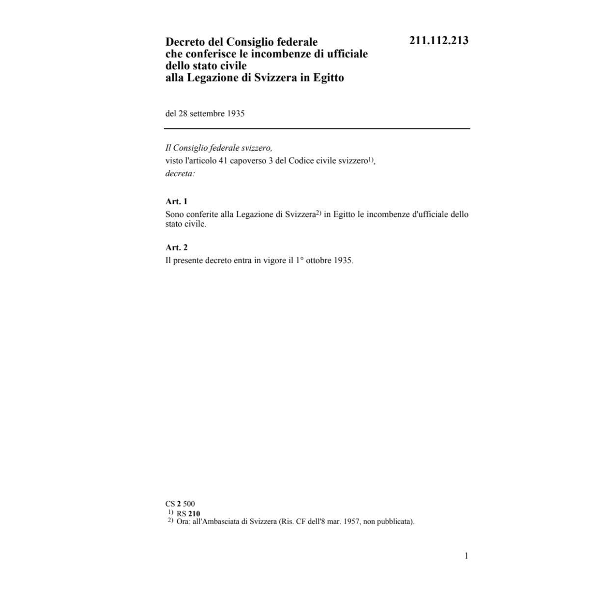 DCF ufficiale stato civile