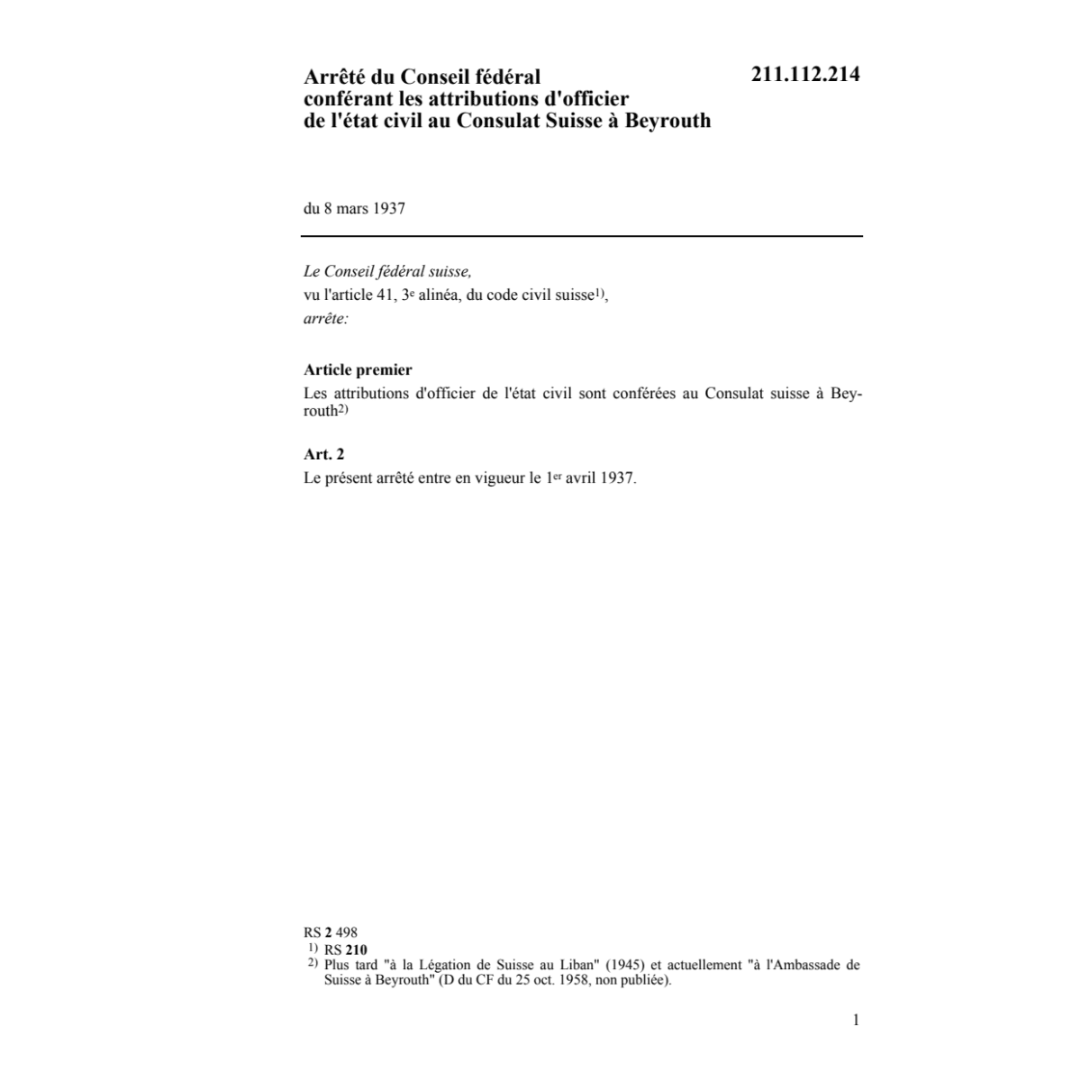 ACF officier de l'état civil