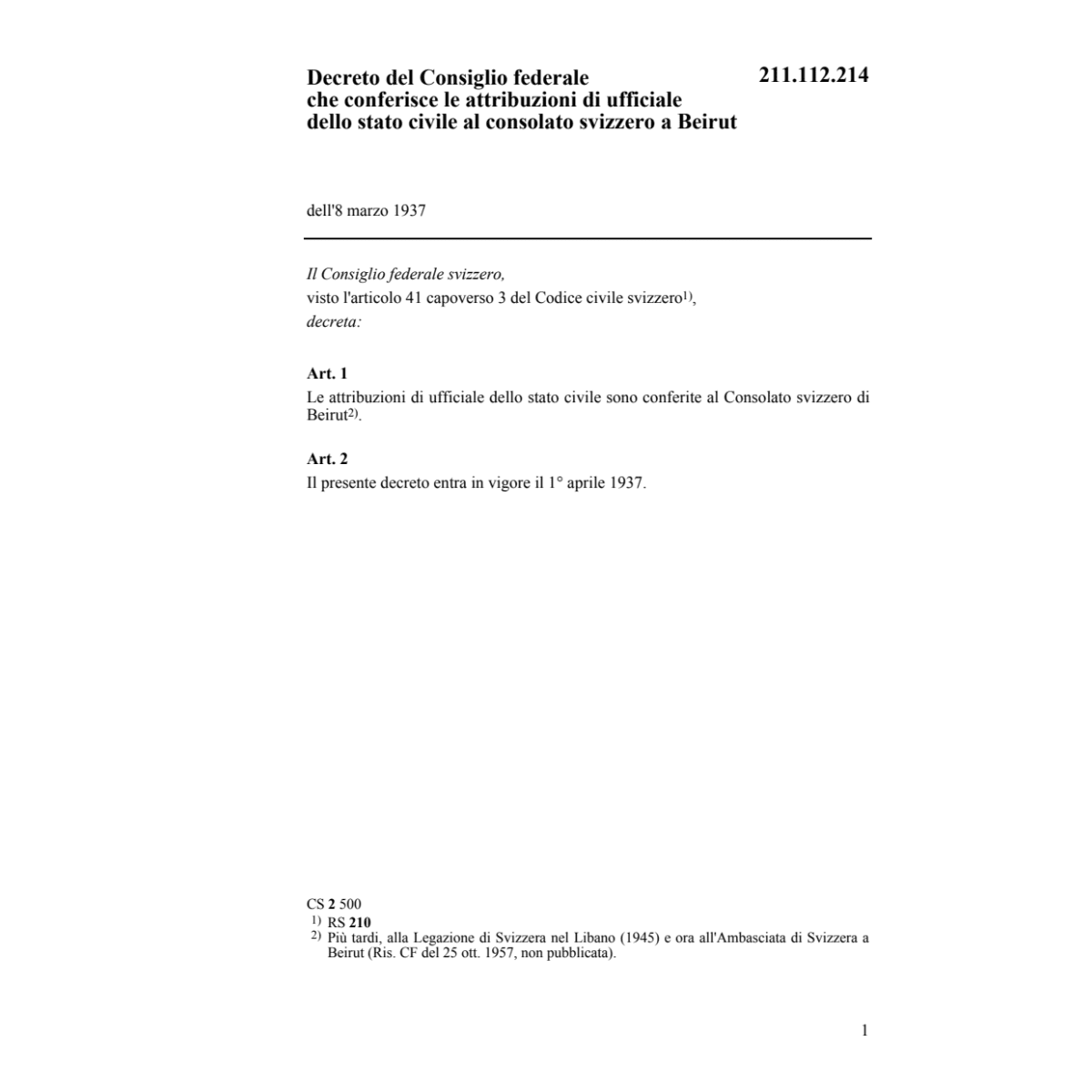 DCF ufficiale stato civile