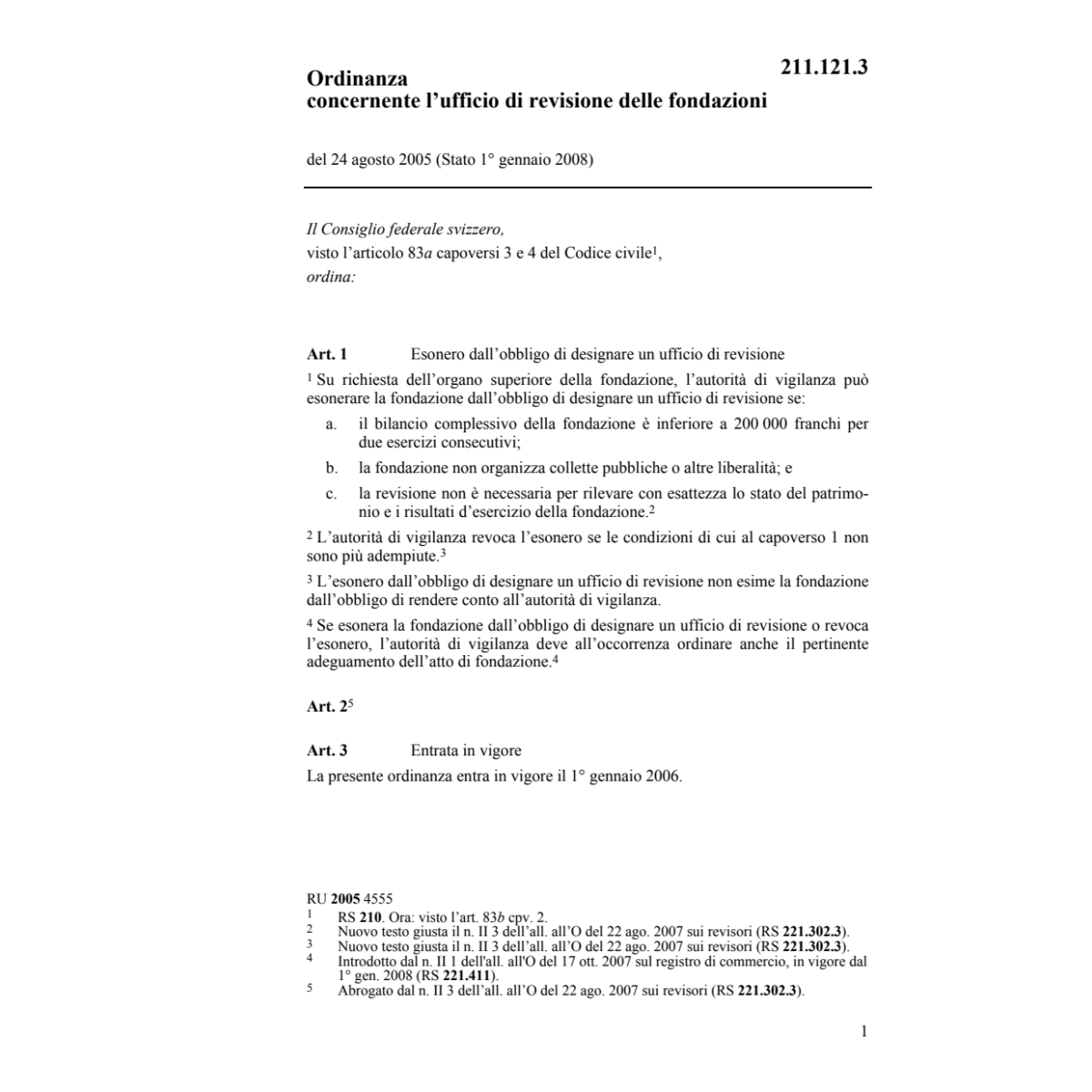 O ufficio di revisione delle fondazioni
