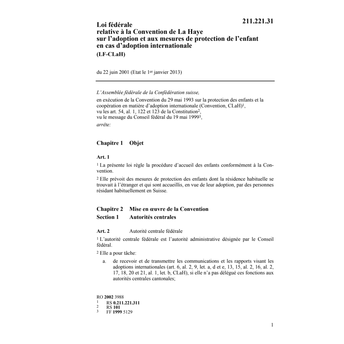 LF l'adoption mesures protection LF-CLaH