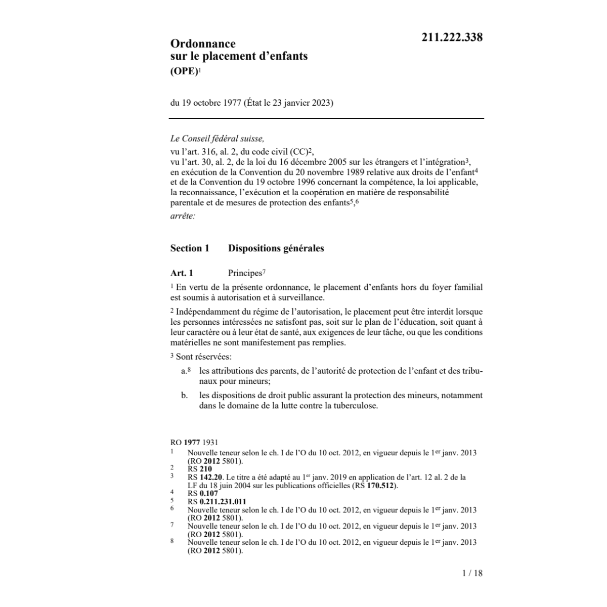 O placement d'enfants OPEA