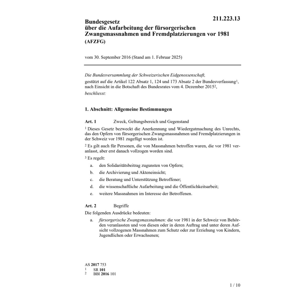 BG Auf. fürs. Zwangsm. Frempl. AFZFG