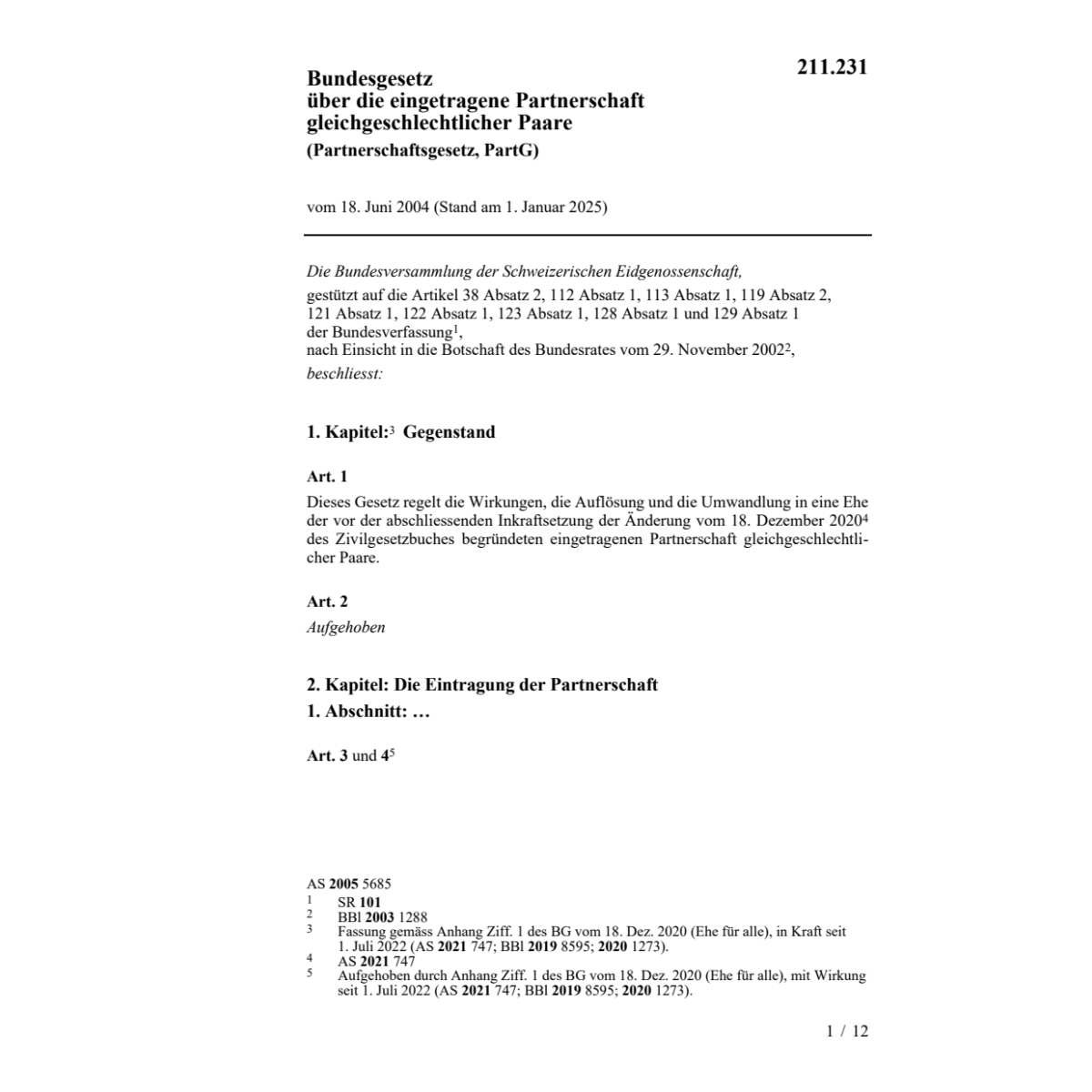 Partnerschaftsgesetz, PartG