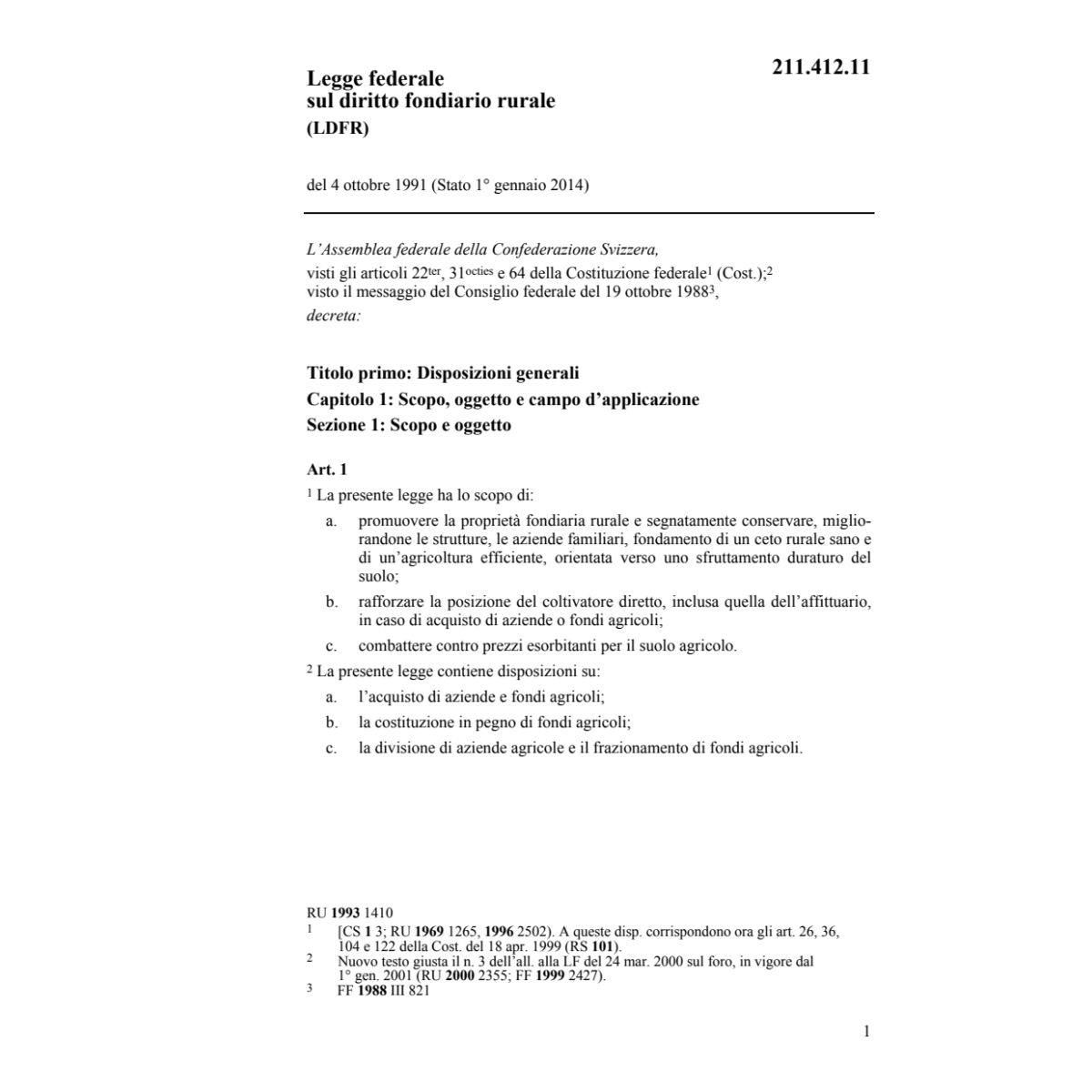 LF diritto fondiario rurale, LDFR