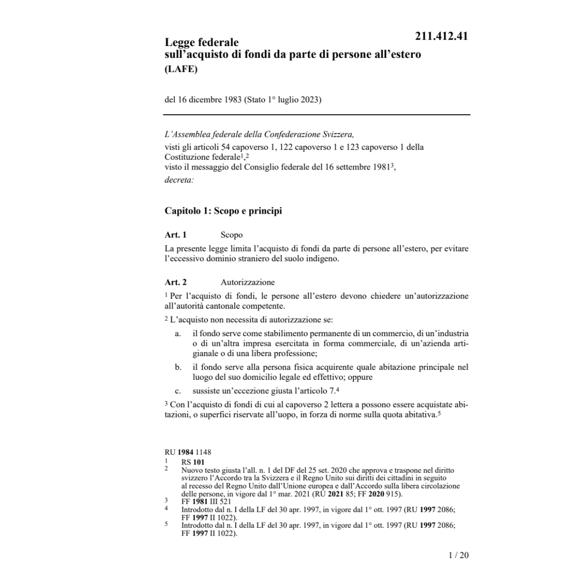 LF acquisto di fondi, LAFE