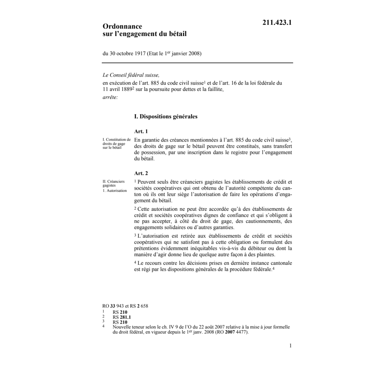 O engagement du bétail, OEnB