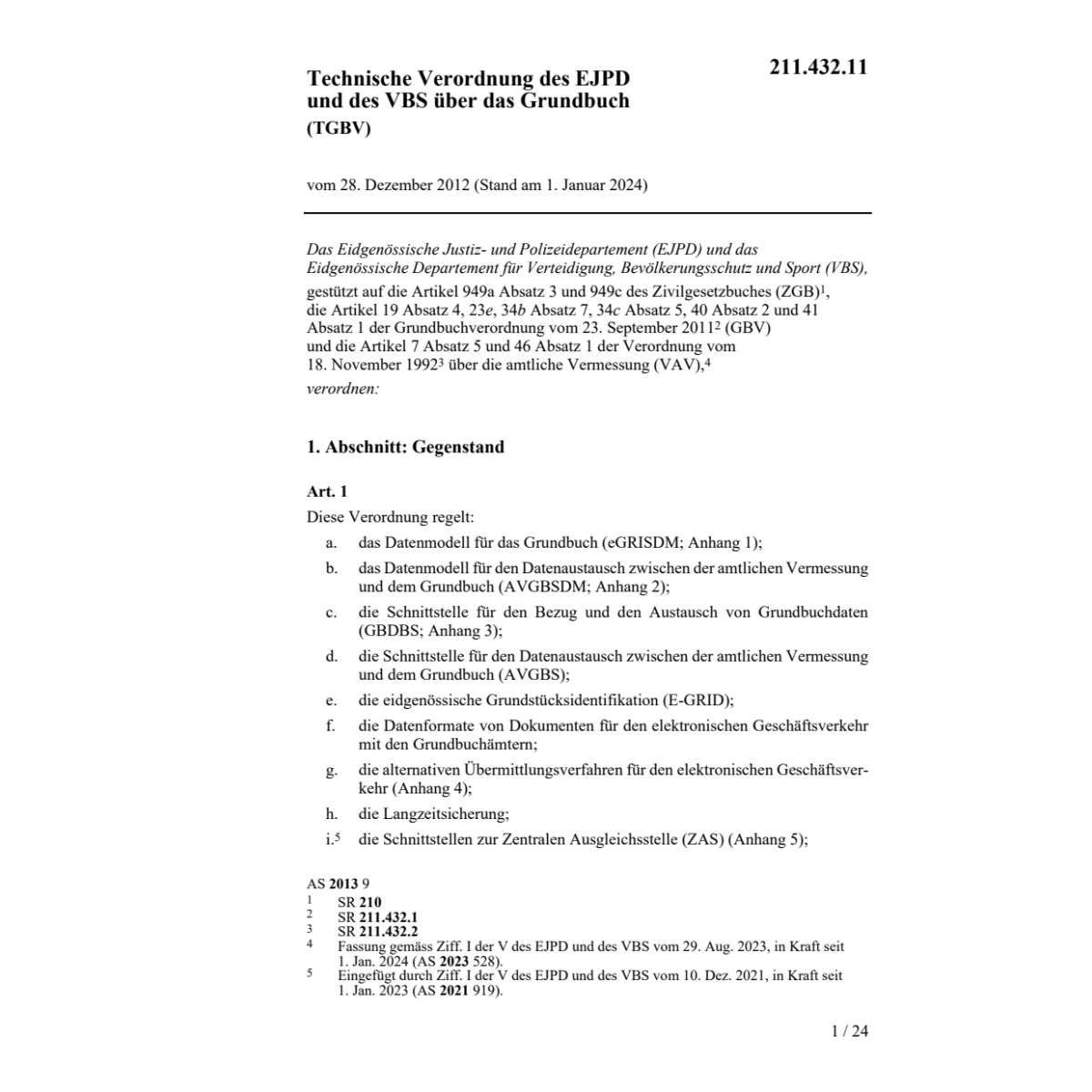 Techn. V EJPD Grundbuch TGBV