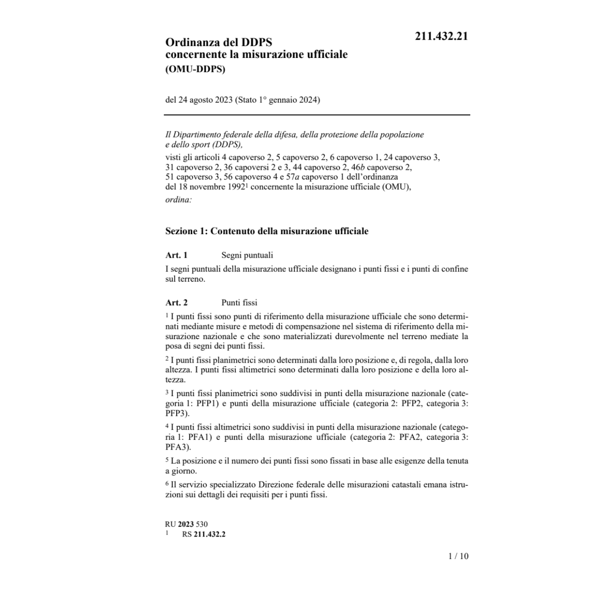 O tecnica misurazione ufficiale, OTEMU