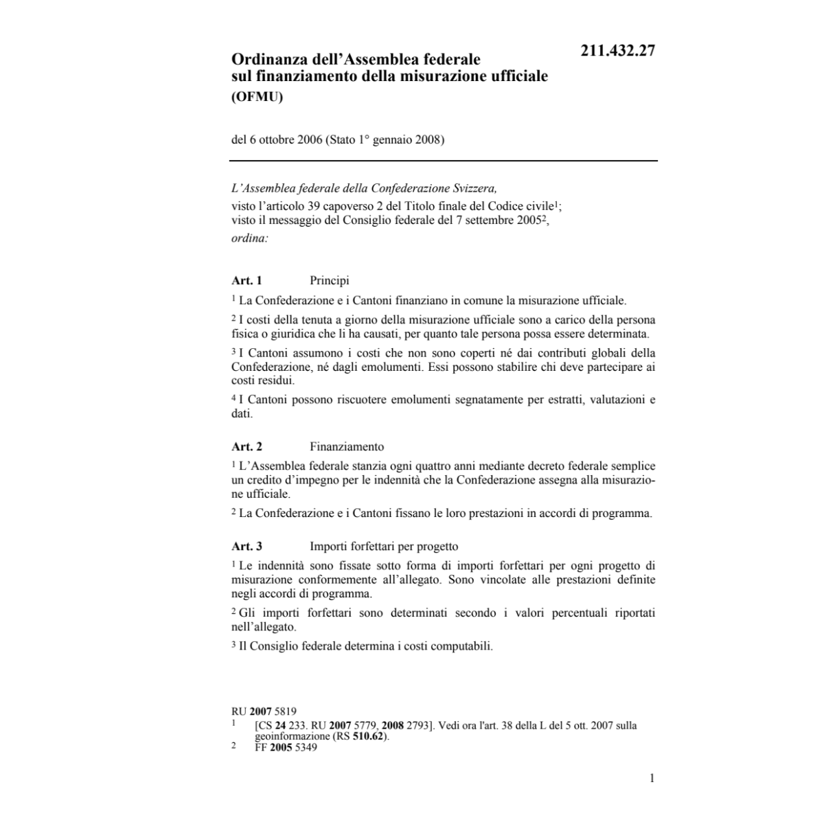 O finanziamento misurazione uff. OFMU