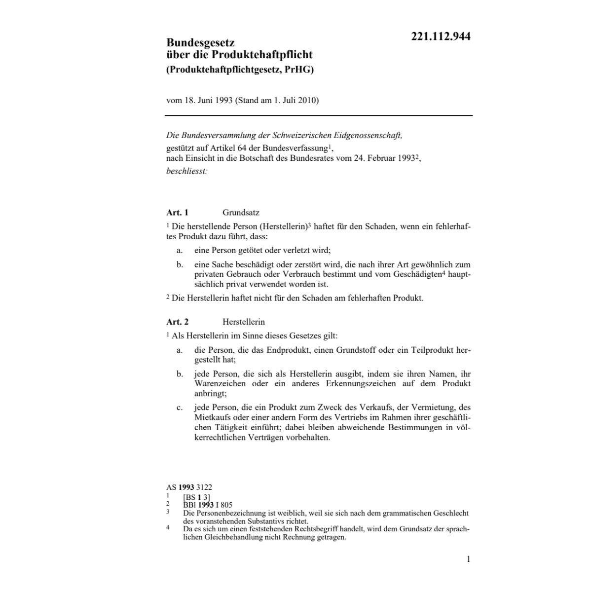 BG Produktehaftpflicht,PrHG