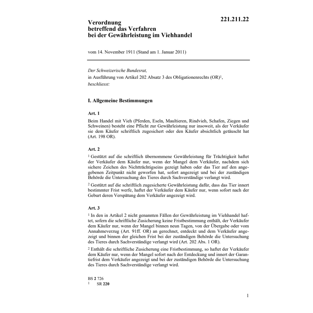 V Verfahren Gewährleistung Viehhandel