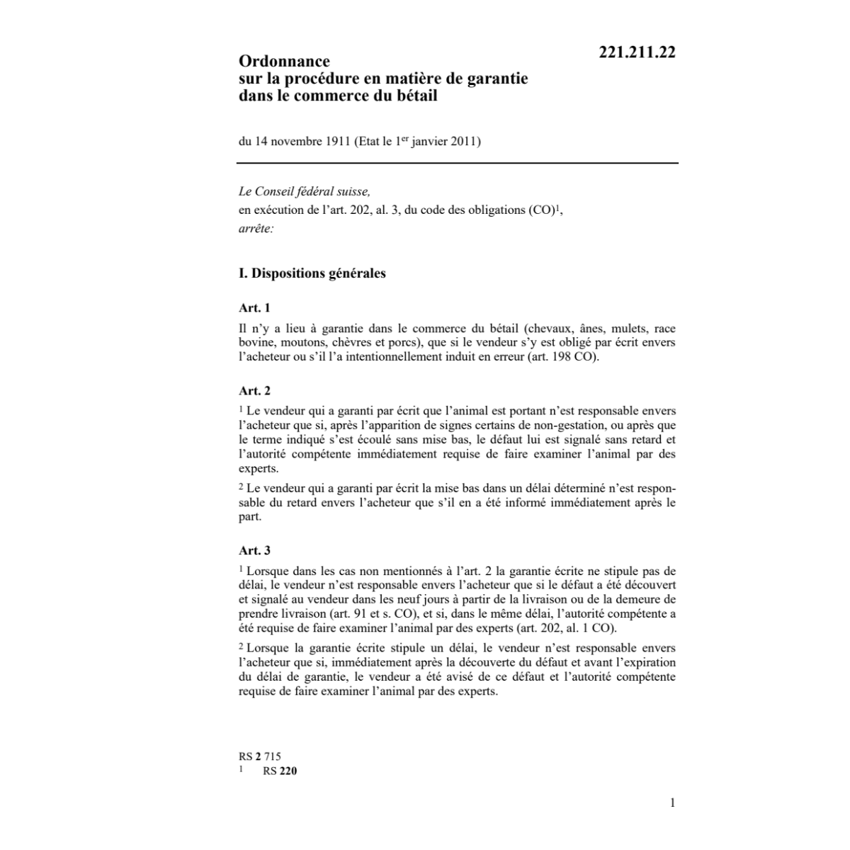 O procédure matiere commerce du bétail