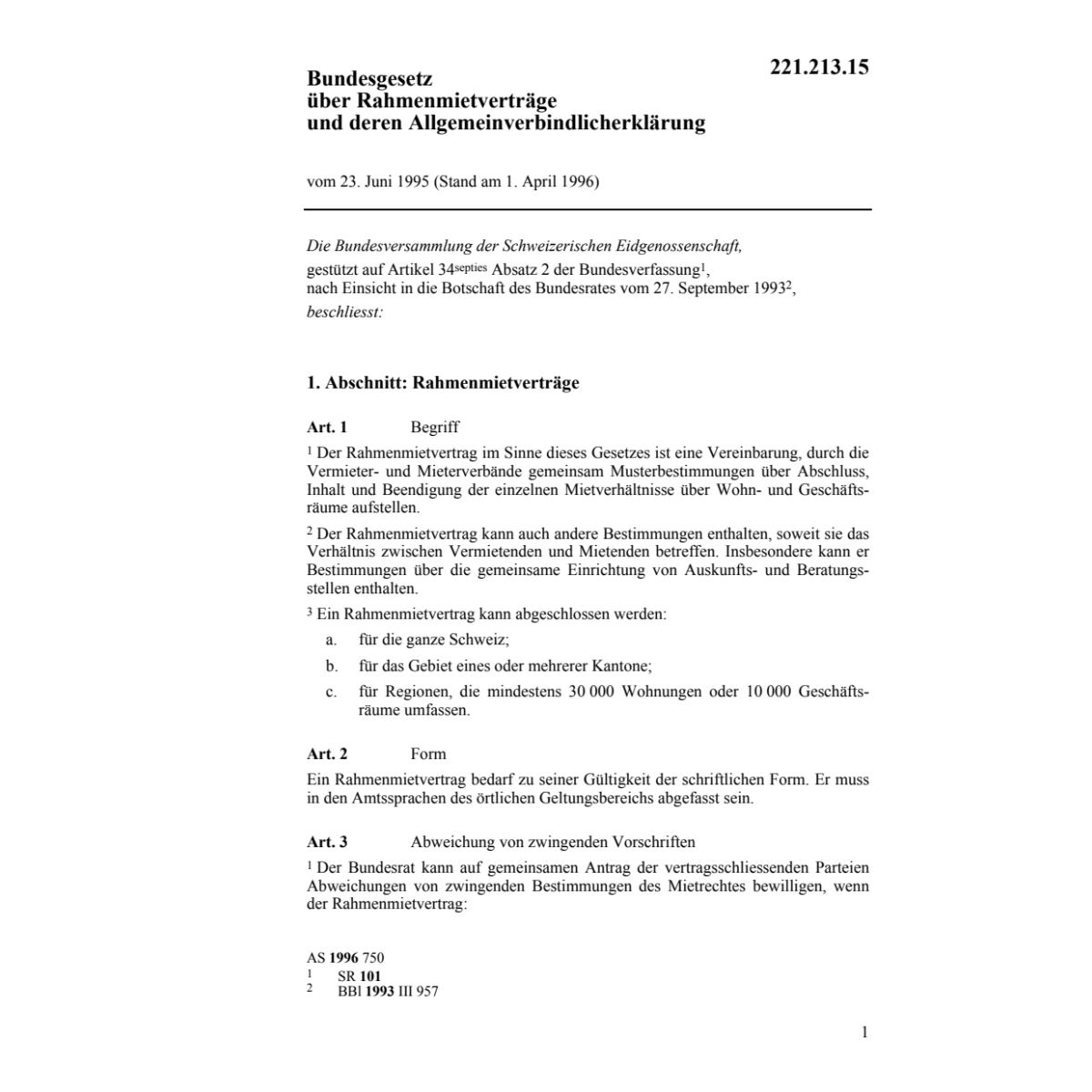 BG Rahmenmietverträge/Allgemeinverbindl.