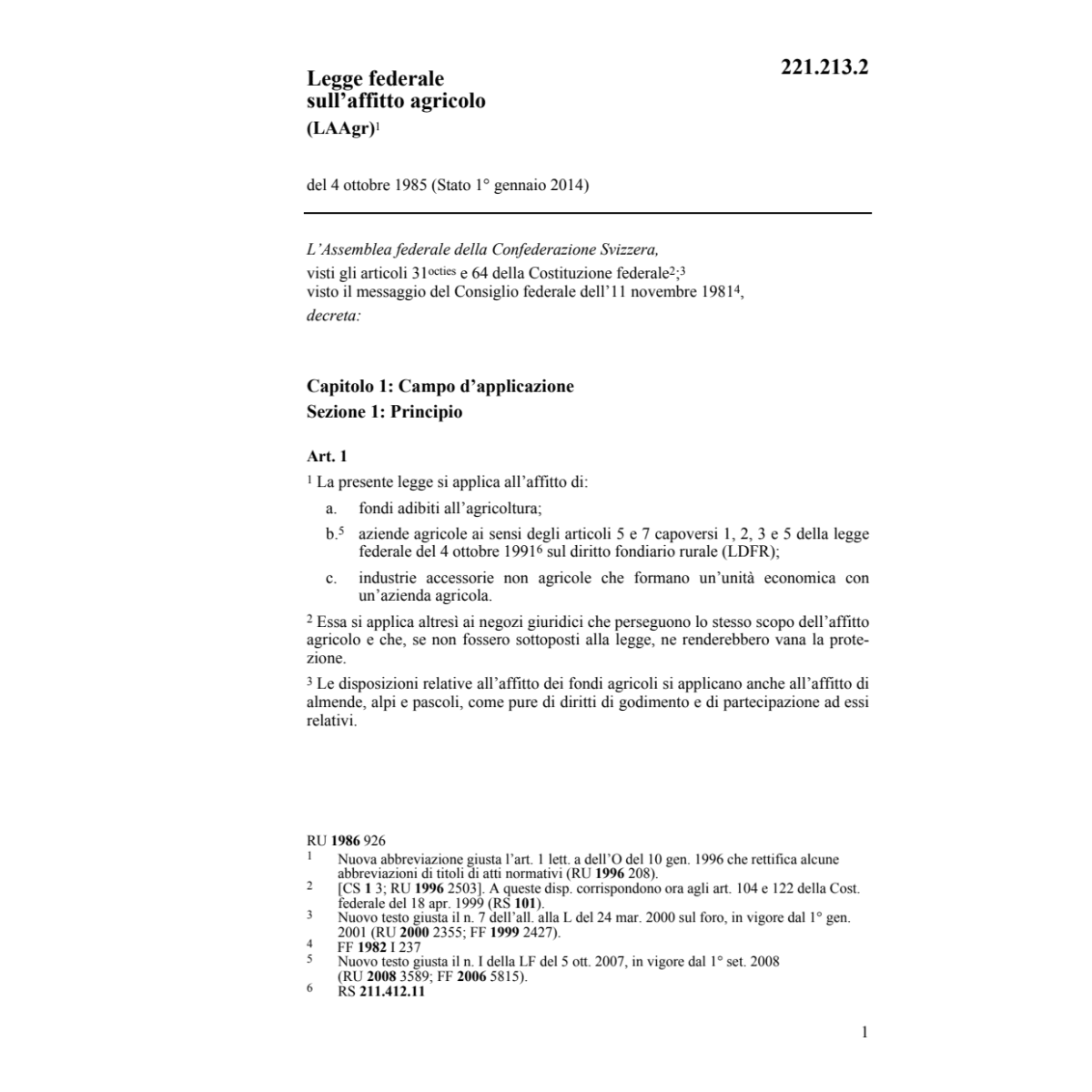 LF sull'affitto agricolo, LAAgr