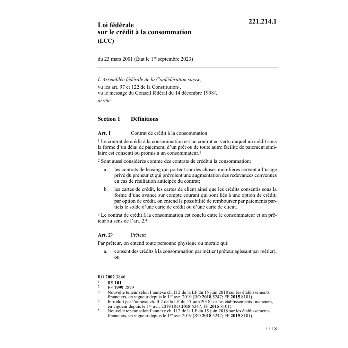 LF crédit à la consommation, LCC