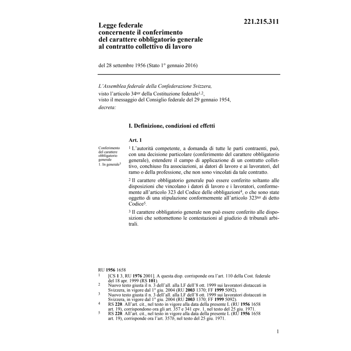 LF contratto collettivo di lavoro, LOCCL