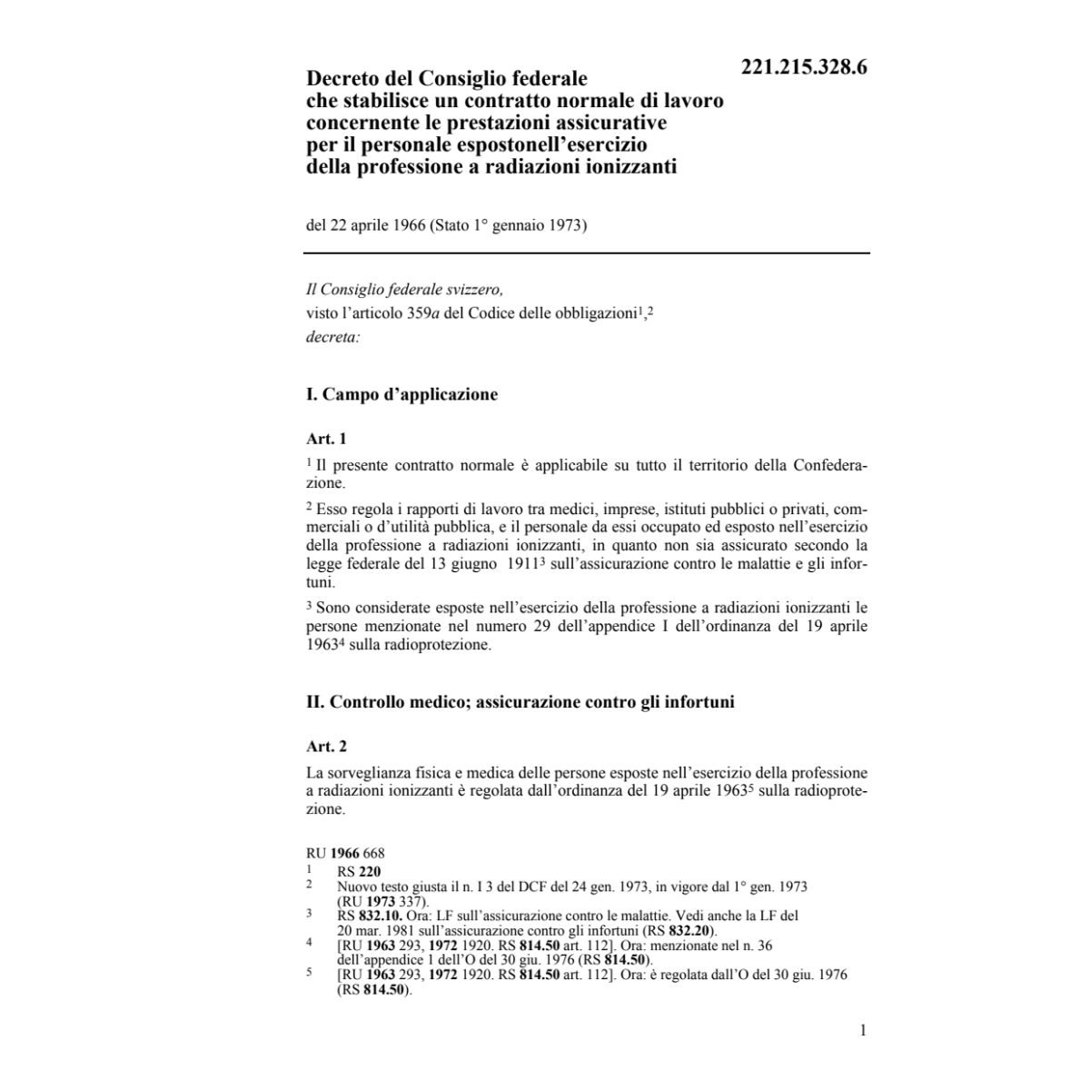 DCF esposto nell'esercizio radiazioni