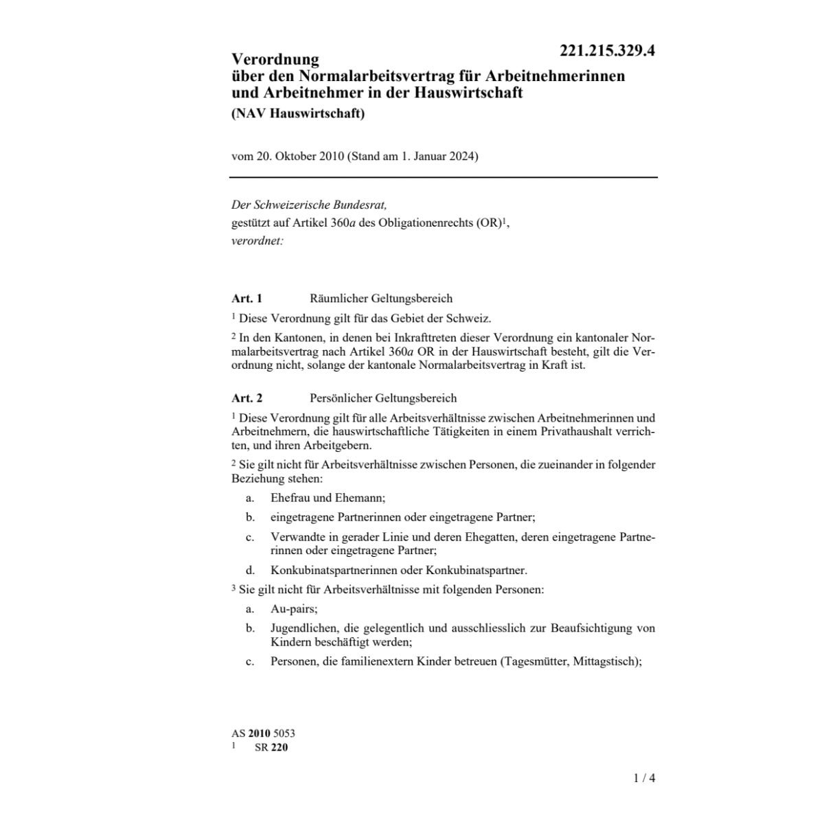 NAV Hauswirtschaft