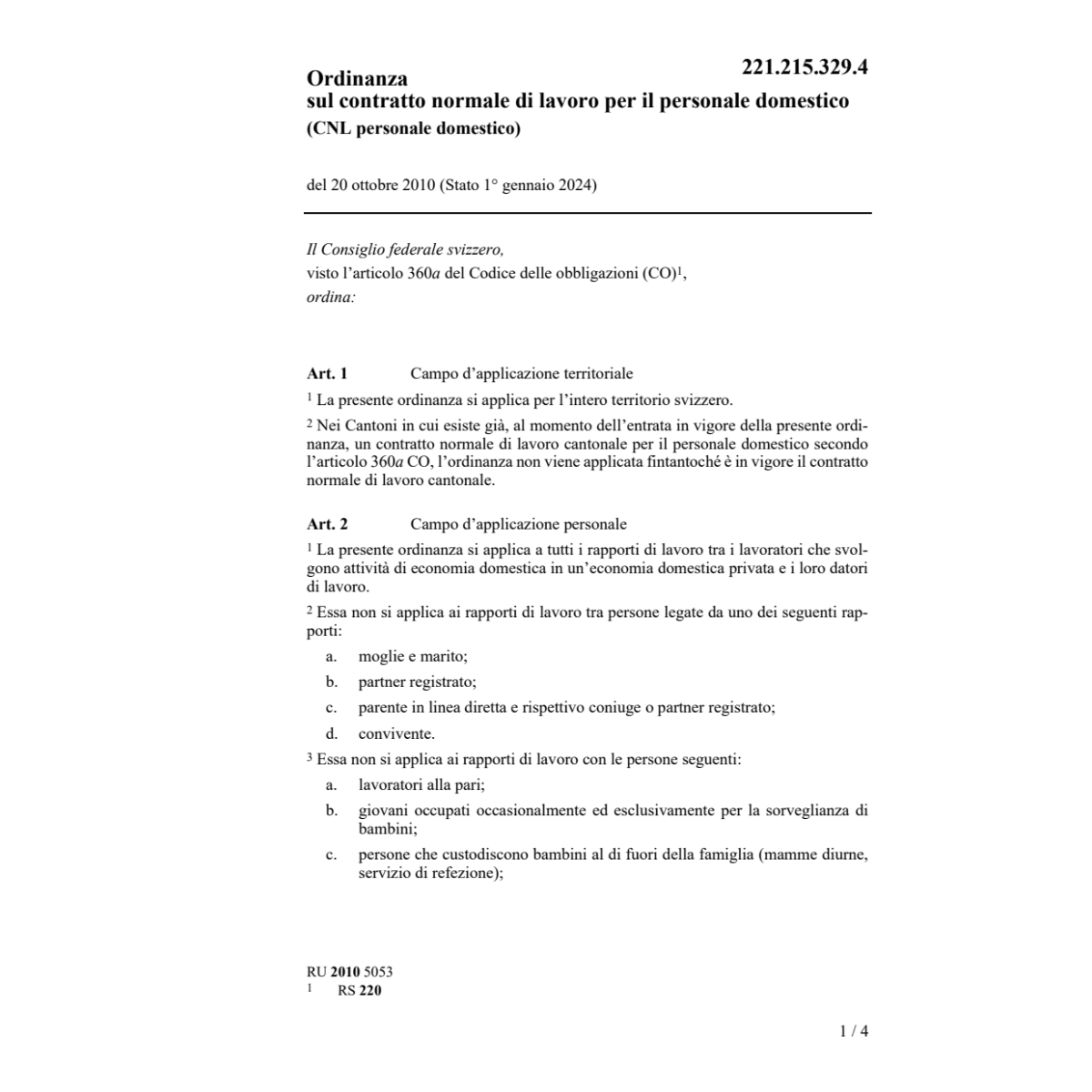 CNL personale domestico